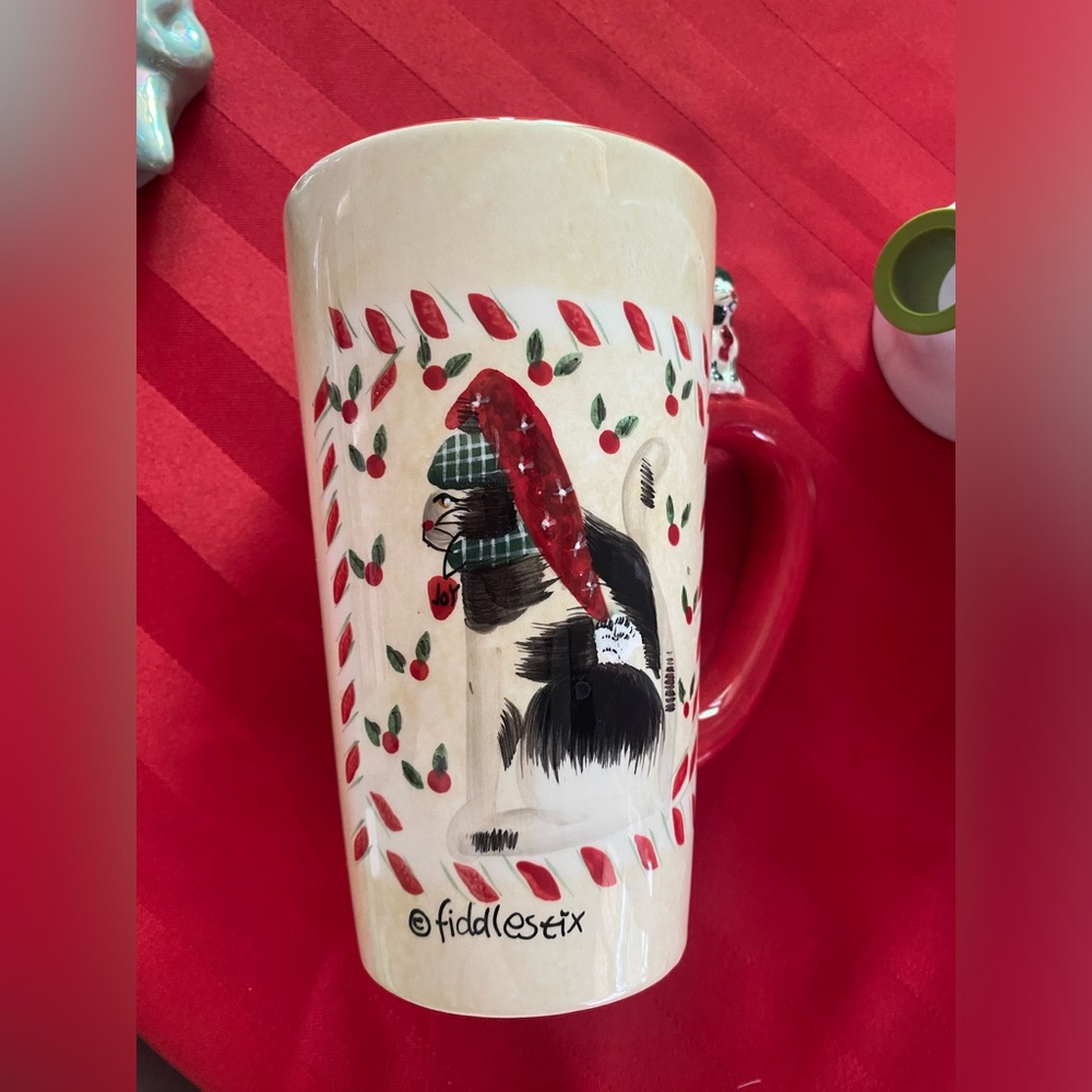 Vintage Oneida/Sakura Candy Cane Cats - Christmas Latte Mug